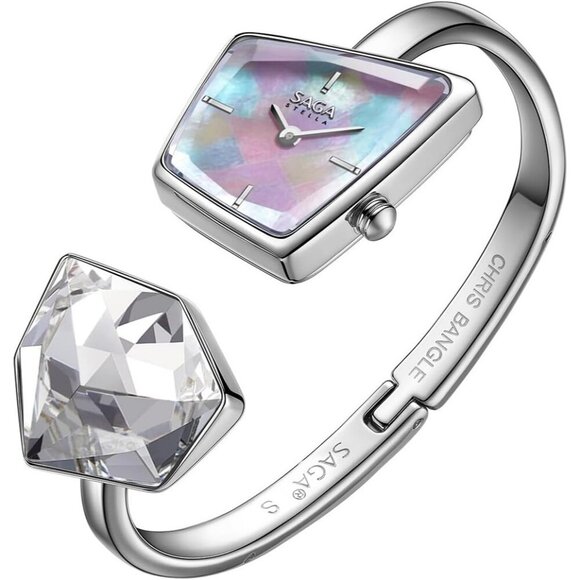 Women\'s Silver Cuff Bangle Quartz Watch Shaped Mineral Case Stainless Steel main image 6